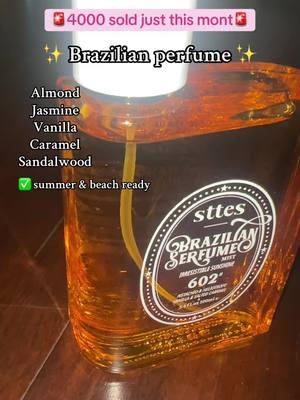 This is definitely a summer and beach, vacation, vibe, perfume, it smells absolutely amazing, it’s very nutty and musk vanilla with a hint of floral, there is no fruit smell to it, which I absolutely love. It’s very soft, think cashmere elegance. #perfume #brazillianperfume #sttes #sttesperfume #summerperfume #tiktokshopfinds 