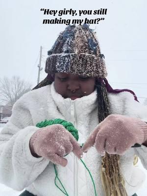 My fingers were frozen💀 #crochet #crochetersoftiktok #crochettiktok #crochettok #fyp #BlackTikTok #blackgirltiktok #draft #blackcrochetersoftiktok #louisiana #lafayette #yarn #yarnaddict #wips #wip #yarntok #DIY #diyproject #foryoupage #foryou #fiberart #blackgirlscrochet #yarnlovers #blackgirlmagic #crochettips #fypシ #crochetaddiction #crochetjourney #crochetfashion #batonrouge #lsu #crochetfashiondesigner #louisianacheck #louisianatiktok #crochetrufflehat #designer #snow 