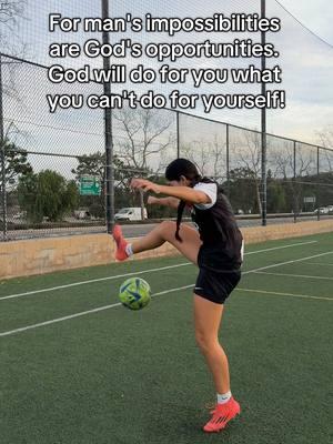 In times of uncertainty, remember this: what feels impossible for us is an opportunity for God to move in ways we can’t imagine. Trust Him to work in your life and bring hope where it’s needed most. He is faithful! #fyp #soccertiktok #soccergirl #prosoccerplayer #FutbolistaLatina #firstgen #firstgeneration #godisgood 