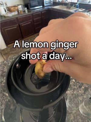 Who else does these shots? My mom swears by them! Happy to see her make them a little more efficiently now that she has this little juicer. #juicer #juicerecipe #juice #juicermachine #lemonginger #juiceshot #coldpressedjuice #coldpressjuicer 