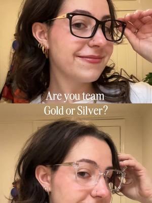 Are you team ✨Gold or Silver 🪩 #gold #silver #goldvssilver #accessories #colortheory #eyewear #glasses #style #paireyewear 