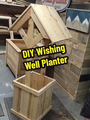 Diy wishing well planter box! #woodworking #woodwork #woodworker #woodworkingproject #woodworkingcommunity #DIY #diyproject #woodworkingcommunity #woodtok #planter #wishingwell 