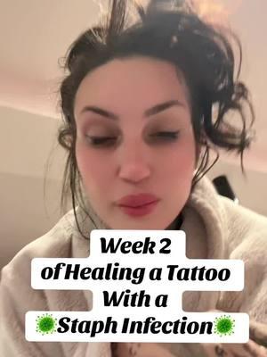 Week 2 of healing my #infectedtattoo #staph #tattoohealing #tattoocare #tattooaftercare #tattootok #tattok