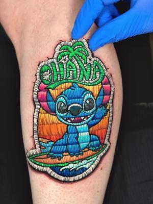 🧵🪡Stitch Stitched  @artfaktors  @intenzetattooink  @hustlebutterdeluxe  #stitch #liloandstitch #patchtattoo #embroiderytattoooriginal #originalembroiderytattoo #embroideryart #embroiderytattoo