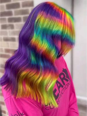 rainbows for your Wednesday🩷🌈 #rainbow #coloredhair #hairstylist #haircolor #hairtok #rainbowhair #vividhair 