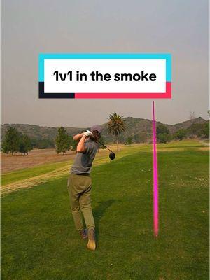 1v1 in the Smoke💨 #gavgolfs #1v1 #golf #smoke #wind #fire  #besafe #enjoyyourself 