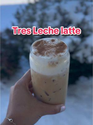 double shot of espresso, tres leche sauce, milk, cold foam. Let me know if you want to see how I make my tree leche sauce in the comment. #latte #icelatte #tresleche #cafesito #expresso #coffee #coffeetiktok #fyp 