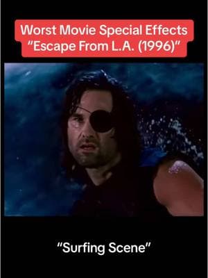 Worst Movie Special Effects - Escape from L.A. (1996) - Surfing Scene #escapefromla #snake #surfing #funny #specialeffect #cgi #specialeffects #90s #90smovies #fyp