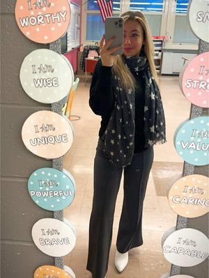 getting closer towards halfway through the school year🖤 #fyp #foryoupage #fashiontiktok #OOTD #outfit #picture #teacher #teachersoftiktok #teacherootd #teacheroutfit #sweater #dresspants #boots #fashionnova #outfitoftheday #middleschool #graypants #scarf #blacksweater 