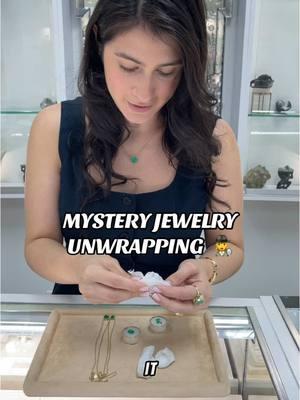 Mystery jewelry unwrapping featuring custom made emerald pieces. All sold #emeralds #mysterybox #mysteryunboxing #fypシ 