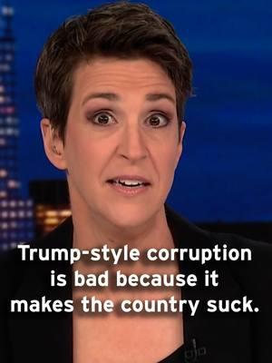 Why Trump-style corruption is bad and makes governments suck - Rachel Maddow explains why Donald Trump's family favors, grift, conflicts of interest, and uninhibited mix of money and politics are more than just inappropriate or in violation of some esoteric ethics code, but actually have real-world consequences for how government functions (or doesn't). #fyp #politics #news #democracy #trump #corruption