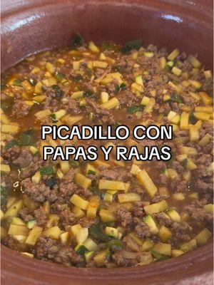 INGREDIENTS (4 SERVINGS): 1 LB 93/7 ground beef   4 tomatoes  1/2 white onion 5 garlic cloves  2 poblano peppers 250 grams potato 1 large zucchini  1-2 jalapeños (optional)  Salt  Pepper Low sodium chicken bullion DIRECTIONS: 1. Roast the poblano peppers using your preferred method. (Air fry at 390°F for 8-10 mins or over an open fire)  2. Let the poblano peppers sweat in a plastic bag for 10-15 minutes before deseeding, removing the stem, and chopping into bite size pieces.  3. Blend 1/4 of the onion, 3 garlic cloves, the tomatoes, jalapeño, 1/2 cup of water, and seasonings until smooth.  4. Chop the remaining vegetables into bite size pieces.  5. Grease a pan with oil spray. Brown the beef for 4-5  minutes. Season with salt, 2 minced garlic, and pepper.  6. Add onions. Cook for 3 minutes.  7. Add in the potatoes and salsa. Mix well, cover, and cook for 10 minutes.  8. Add in the poblano peppers and zucchini. Cover and cook for 10-12 minutes or until all the vegetables are fork tender.  9. Divide into 4 equal servings (1.5 cup of picadillo) and serve with sides of choice - I added 28 grams of queso fresco.  #healthymexicanrecipe #caloriedeficit #weightlossdiary #comidafitness #highproteinmeals #healthymexicanfood #highproteinlowcarb #mealprepideas #comidasaludableyrica 