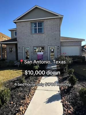 New build house in San Antonio, Texas  Exact floorplan available :)  📍90/1604 area  Full price is $289,900 2.99% rate buy down 1st year ($1700)  3.99 rate 2nd year ($1800)  4.99 fixed rate for remaining years ($2000)  Get closing cost covered and possible appliance package  🕺  Builder incentives subject to change, dm on ig to tour :)  #fyp #movingtotexas #texashomes #sanantoniohomes #sanantoniorealtor #newbuild #military #lackland 