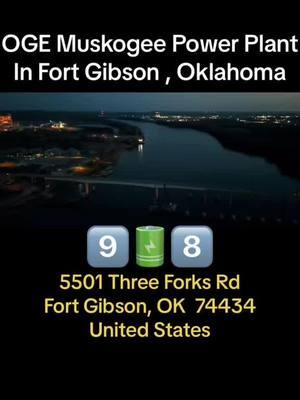 ‘OGE Muskogee Power Plant’ in Fort Gibson , Oklahoma is a powerhouse 🔋🔌 5501 Three Forks Rd Fort Gibson, OK  74434 United States 📩 #oklahoma #powerplant #fortgibson #wow 