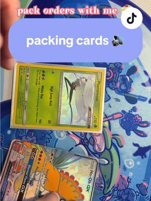 packing card orders again 🍰 #pokemon #pokemoncards #pokemontcg #pokemoncardcollector #onepiece #onepiececards #onepiece #packingorders #yugioh 