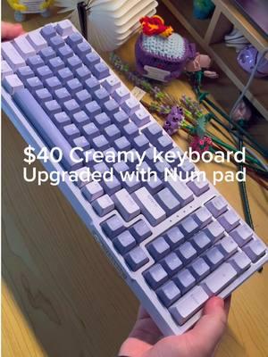 Creamy gasket keyboard with a num pad on sale for only $40😍 gotta have it!!!!!!  #mechanicalkeyboard #TikTokShop #tiktokshopfinds #tiktokmademebuyit #tiktokshoploveatfirstfind #spotlightfinds #fyp #foryourepage #foryourpages #desksetup #desktop #deskaesthetic #keeb #keebtok #keyboard #keyboards #keyboardasmr #asmr #asmrtok #typing #typingasmr #typingaesthetic #keyboardaesthetic  #cozyvibes 