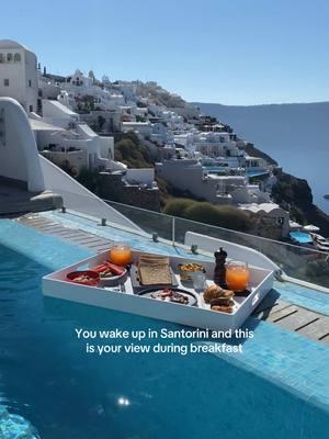 This view!! Breakfast just got elevated with this stunning view from the pool of your suite!📍Santorini Secret Hotel (This is the Grand Suite with private pool)! #santorini #greece #santorinihotel #hotelviewsantorini #beautifulplaces #beautifulhotels #paradise 