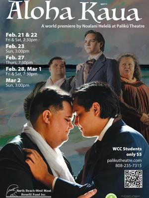 A timeless tale of love, sacrifice, and courage in a time of repression and uncertainty peppered with humor and witty dialogue. Young Kauikeaouli(Kamehameha III), early in his reign, falls in love with the half Tahitian-half Hawaiian priest, Kaomi. With the fire of Kūʻē in his heart along with his love at his side, he is inspired to change the course of the kingdom and resist the oppressive colonial morality: he brings back hula, free love, drinking, games, and Makahiki. Outraged by Kauikeaouli making his ʻaikane his Mō‘ī ku‘i (joint king), Christian chiefs try to stop the young king. Some resort to violence, turning their anger on Kaomi and demonizing him for leading the king down what they believed was a dangerous path. Get your tickets now to see ALOHA KĀUA at #palikutheatre!  #hawaiiconservatoryofperformingarts #getyourtickets #lgbtq #lgbtqstories #untoldstories #acting #theatreacting #actorslife #hawaiitiktok #foryou #fyp 