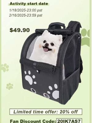 Pet backpack discount code: 20IK7AS7#cats #cute #fyp #catsoftiktok #TikTokShop #petbackpack #catbag 