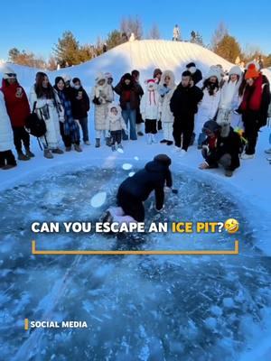 In Northeast China, an ice pit challenge has tourists flocking for an unforgettable adventure. Southern visitors, unfamiliar with the cold, often slip and slide, getting stuck in the icy hole. Would you dare to give it a try?🤣 #iceplay#challenge