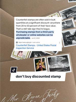 I’ve NEVER seen postage discounted… 🫨💸🫣 #alyssaamezdesign #weddingtiktok #postage #usps #stamps #discountedstamps #wedding2026 #2025bride #counterfeitpostage 