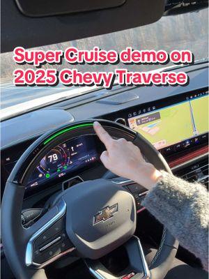 Checking out hands-free Super Cruise on the 2025 @Chevrolet Traverse.  #cardujour #nactoy #cartok #fyp #wwcoty #chevrolet #chevrolettraverse #chevytraverse #supercruise Note: this is a legal system in the U.S., and my phone is mounted to the window. 