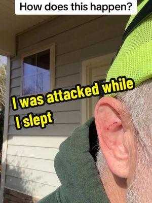 I was attacked in the middle of the night. My ear was left bloody. #lawnanswers #mystery #sleeping 