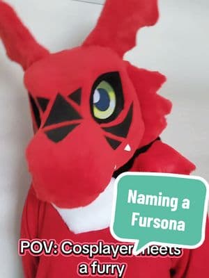 POV: A cosplayer meets a furry. Have you ever had trouble naming your fursona?   #cosplay #cosplayer #furry #fursuit #guilmon #protogen #manokit #protogenfursuit #digimon #digimoncosplay #fursuitmaker #furryfandom 