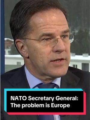 "The problem is not #Trump or the #US, the problem is Europe" #NATO Secretary General Mark Rutte said the relative lack of #military spending among European members is putting security at risk, saying the alliance should move to a "war mindset." #politics #worldnews #geopolitics #Europe