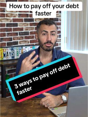 3 ways to pay off your debt faster: 1. Balance transfer to 0% interest cards 2. Pay off debt through a loan 3. Budget more efficiently  #credit #credittips #credithelp #creditrepair #creditrepairservices #finances #debt #creditcard #creditcarddebt #badcredit #fixmycredit 