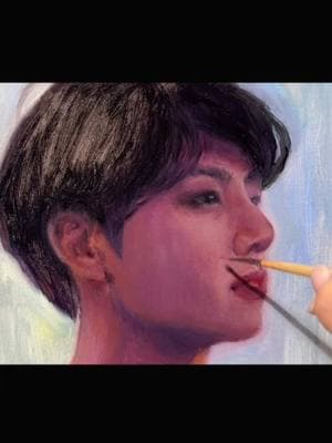 Quick freehand practice study in oil painting of Jungkook . #oilpaint #oilpainting #oilportrait #jungkook #artistsoftiktok #portraitpainting 