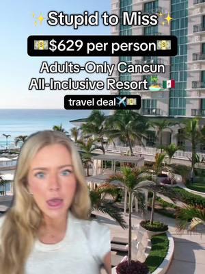 stupid to miss adults-only all-inclusive resort deal🌴✈️🤯 4 nights with airfare from $629 per person is CRAZY GOOD‼️ @All Inclusive Outlet #allinclusivedeal #adultsonlydeals #sandoscancun #allinclusiveoutletpartner #allinclusiveresortdeals 