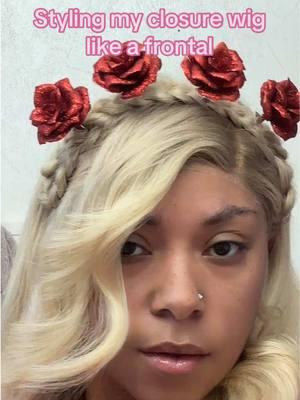 🌹Flower Princess👑 This whole style was based of these cute lil clips I found at the dollar tree, I wish they had pink ones 😭😭 #wigstylingtutorial #closurewigstyles #valentineshairstyle #flowercrowntutorial #closurewiginstall #fypツ 