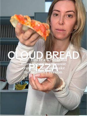 And I left no crumbs…  Recipe is all over TT! But ill post it here for you 5 egg whites beat until thick Add seasonings salt pepper Italian seasoning garlic powder  1 Tbl of cornstarch almond flour  Bake at 400 5 min  Add desired toppings  Broil for a few more minutes!  #healthy #pizza #cloudbread #perimenopause @Drink Poppi 