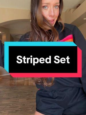 I’m obsessed with this set! #stripeset #momfit #momlife #unrecognizablemakeup #tiktokshopjumpstartsale #tiktokshoploveatfirstfind #fashionlookbook