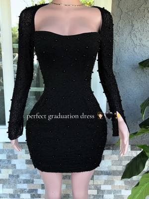 melissa long sleeve dress 😍 #graduationdress #classof2025 #blackdress #longsleevedress #pearldress #fypシ #paratii 