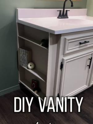 Turned a mis-measurment into something cute! #bathroommakeover #bathroomremodel #bathroomrenovation #renoonabudget #bathroomdesign #bathroomreno #DIY #fyp #budgetfriendly #vanity 