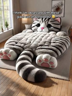 I'm gonna need one of these giant cat shaped beds in my life! 🤯👏 #catlover #interiordesign #bedroommakeover #tiktokmademebuyit 