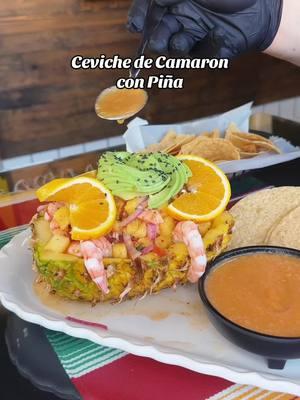 Who are you sharing a Ceviche de Camaron con Piña with next time you visit #MariscosCorona ? 🍤🍍🧡 #ceviche #cevichedecamaron #pina #pineapple #losangeles #mariscos #mexicanfood #mexican #seafood #vannuys #lafood #mariscoscorona #losangelesfood 