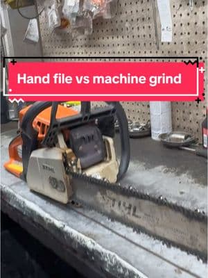 Hand file vs machine grind , what’s the difference? #keepwrenching🔧🤙 #mechanic #mechaniclife #mechanicsoftiktok #tips #tricks #sharp #grind #stihl #chainsaw #sawshopknowledge #file #razor #homeowner #logger #timber #forestry #fyp #fypシ゚viral #fup #1m 