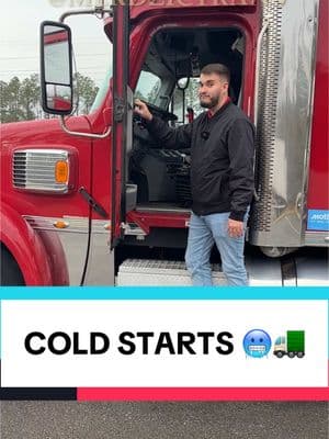 Cold starting trucks during freezing cold temperatures! ❄️🚛 #coldstart #semitruck #trucking #trucker #cdl #cdldriver #truckdriver #trucktok #freightliner 