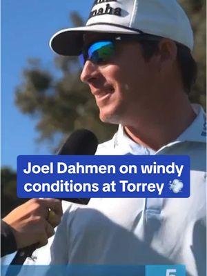 Joel Dahmen describes what it's like playing in the extremely windy conditions on Thursday at Torrey Pines. 💨 #golf #golftok #golftiktok #joeldahmen #dahmen #PGATOUR #walkandtalk #interview #torreypines #wind #windy #sandiego #farmersinsuranceopen 