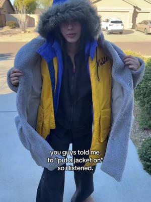 in response to “how the morning walk to school feels” #arizonacheck #winter #desertlife #jacket #advice #hatecomments 