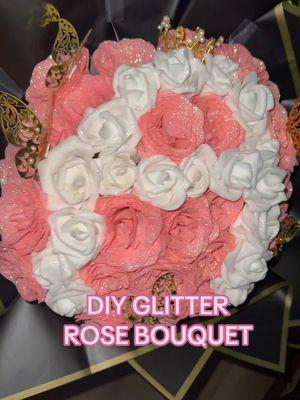 How to make a glitter rose bouquet. @Joymaking has ever color you want. #joymaking #birthdaygirl #glitterbouquet #rosebouquet #pinkroses #diyproject #diyprojects 