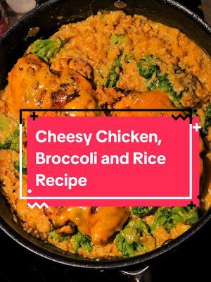 A quick dinner your family is sure to love. it's only a couple ingredients and it will be on your table in no time. #Recipes #EasyMeals #chicken #cheese #rice #broccoli #skillet #ChickenDinner #DinnerIn30 #QuickRecipe 