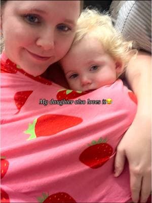 Who else has a velcro baby? She can’t get close enough 😂🍓💘👧🏼 #momlife #kidsoftiktok #strawberry #womensfashion #velcrokid #happykids #oversizedshirt #womensnightwear #jammies #pjs #womensupportingwomen #momfollowparty #fyp #viral #TikTokShop #bamboopajamas 