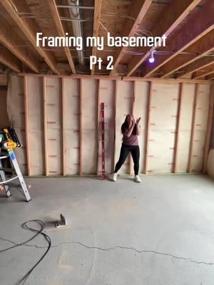 Woman on a Mission! 🔨💪🏼 Finishing up the basement framing myself to save some serious cash. Let's just say "learning as I go" is an understatement! 😜 Stay tuned to see how this DIY project unfolds. #DIY #BasementRenovation #youcandoit #SavingMoney #GirlPower