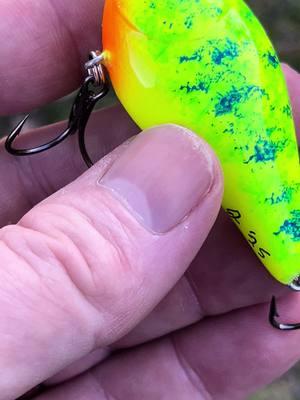 Neon perch pattern on a 1.5 square bill crankbait! Link to website in my bio! #fyp #walshhogcustombaits #lurepainting #fishinglure #like #follow  