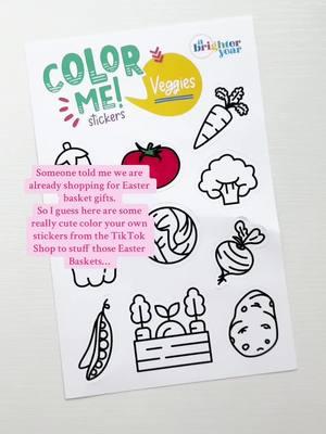 I guess we’re doing this Easter thing already, so here we go! These STICKERS are actually sooo cute in a Easter Basket and yet your little ones all geared up for garden season!  Eat your veggies... or color them! 🥦Create your own veggie sticker collection and stick them anywhere you need some joy.  #colorwithme #easter #easterbasketideas #stickersheet #stickers #easterbasket #tiktokshopjumpstart #tiktokshoploveatfirstfind 