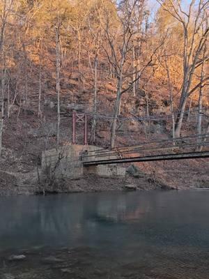 slow down and enjoy the little  things! #missourisprings  #swingingbridge #Missouritrout #springwatter #steamoverwater #mooreexpo   #Missourioutdoors #816overlanding #neverstopexploring  #Midwestdiscoveryroute  #missouristateparks  #coldmorning 